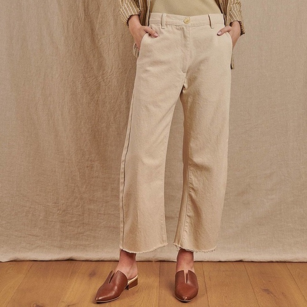 Nautica NWT Newport Beach Classic Khaki Raw Hem‎ Straight Leg Crop Jeans Size 4